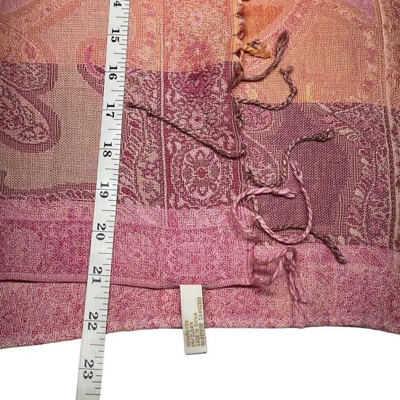 CollectionEighteen Pink and Orange Paisley Colorblock Scarf - Picture 5 of 6